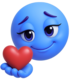 3d blue heart smiley emoji holdi